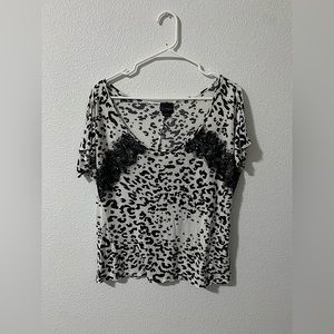 Daytrip Cheetah Print Jeweled Women’s Shirt